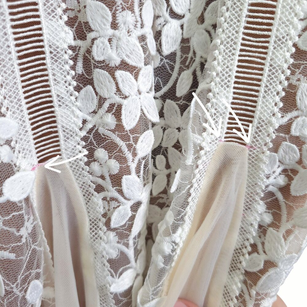 Bronx and Banco‎ Megan Midi Dress White Floral Embroidered Mesh Bridal Size XS - Picture 13 of 16